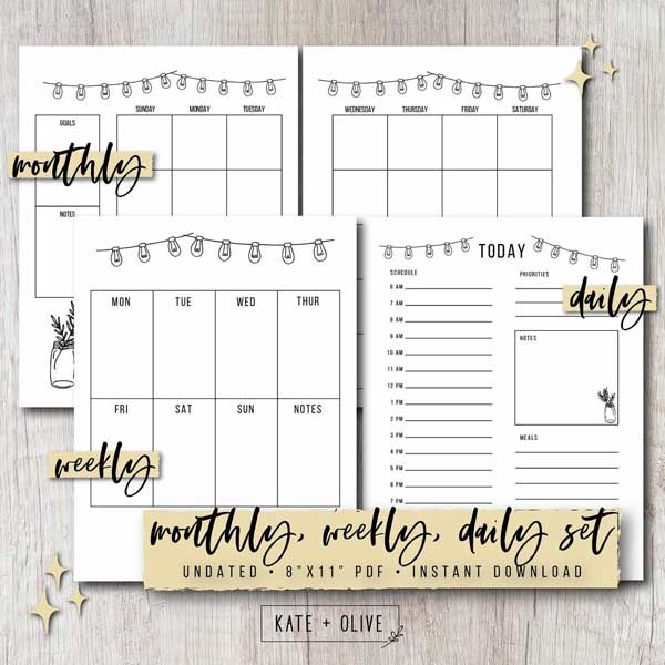 Bullet Journal printable planners