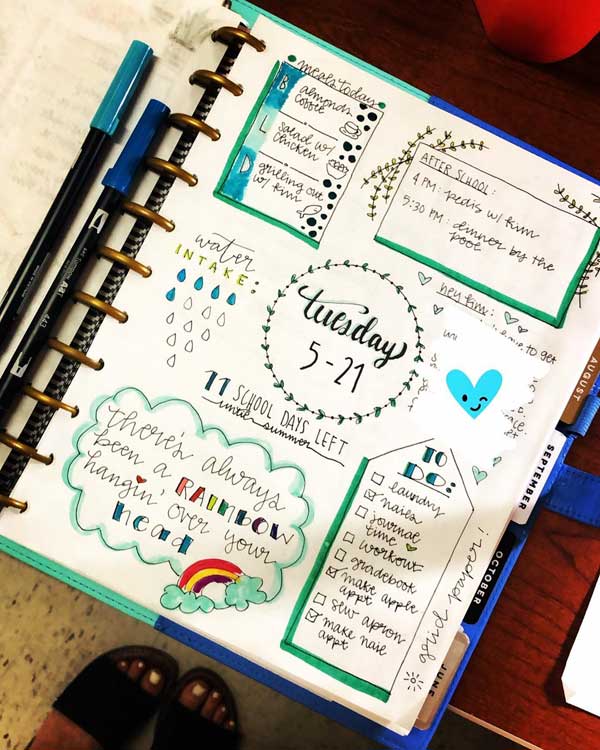 Bujo daily planner layout