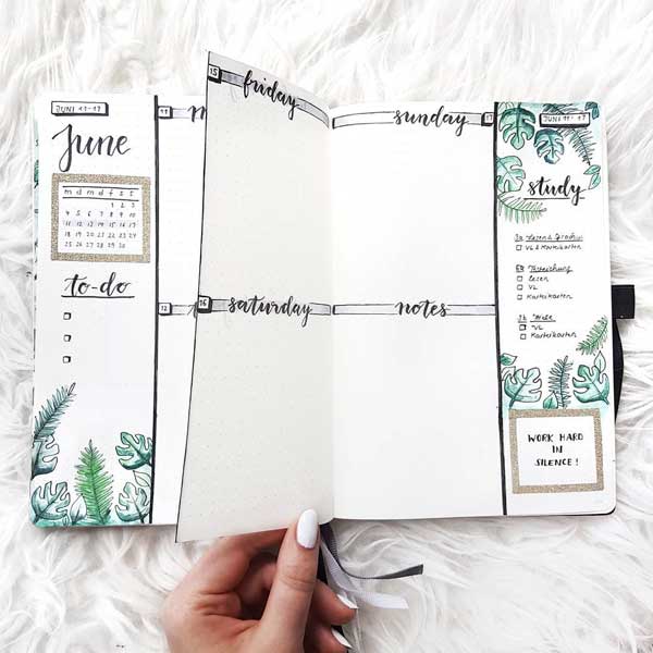 June weekly spread using dutch door