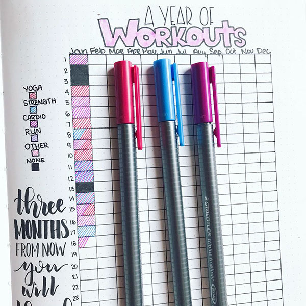 Yearly workout tracker spread