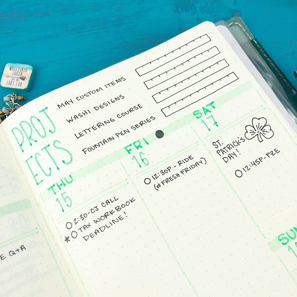 Bujo project tracker page