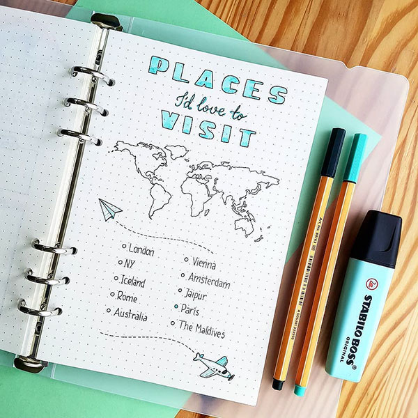 places to visit bullet journal