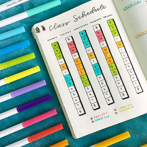 Bujo class schedule spread