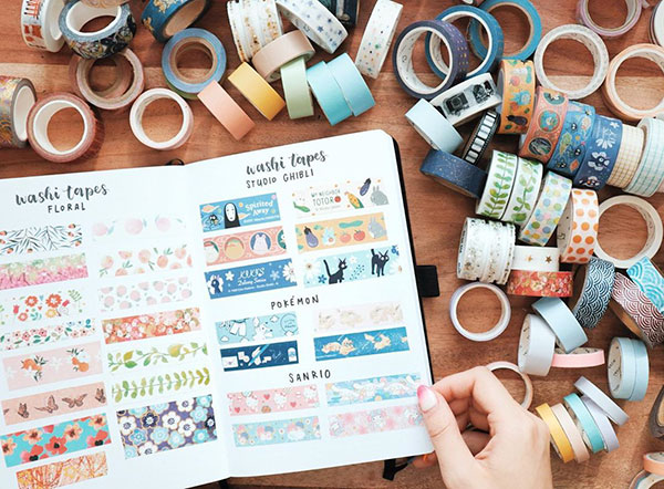 Washi tape catalog collection bujo spread