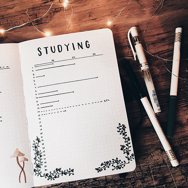 Bujo study tracker layout