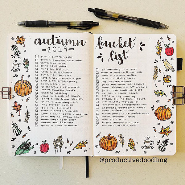 Autumn bucket list spread