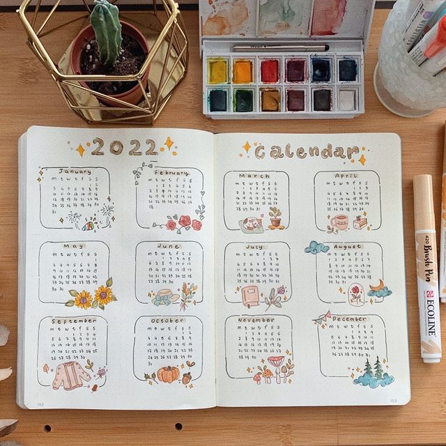 Aesthetic bullet journal for the year 2024 (January to June)