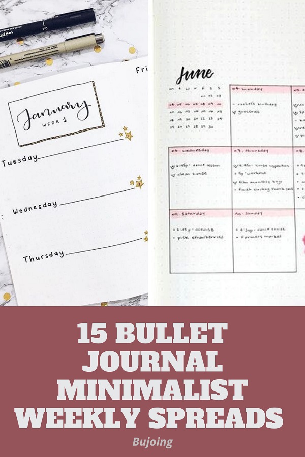 15 Bullet Journal Minimalist Weekly Spreads To Try - Bujoing